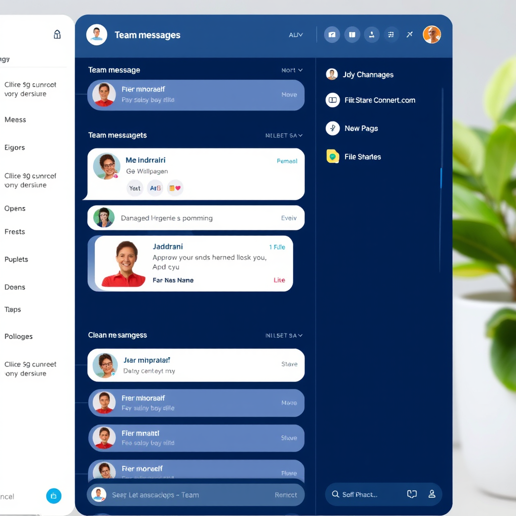 Modern team messaging interface showing organized channels, real-time conversations, and file sharing capabilities in a clean digital workspace