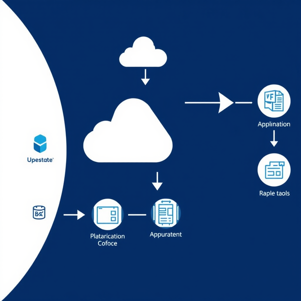 Visual diagram showing automated workflow processes with data synchronization arrows connecting various business applications and tools