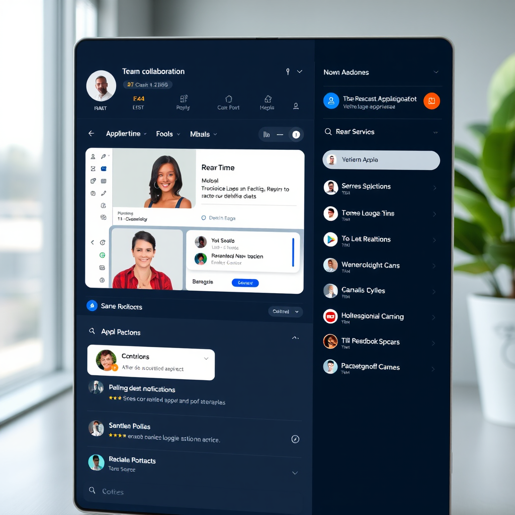 Modern team collaboration interface displaying a unified digital workspace with integrated tools, real-time notifications, and seamless application switching capabilities