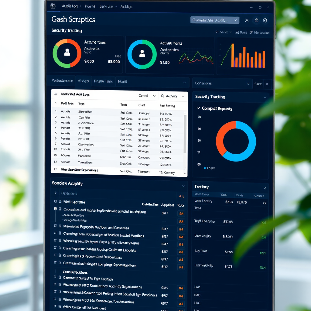 Comprehensive audit logs dashboard displaying user activity tracking, security events, and compliance reporting for enterprise digital workspace