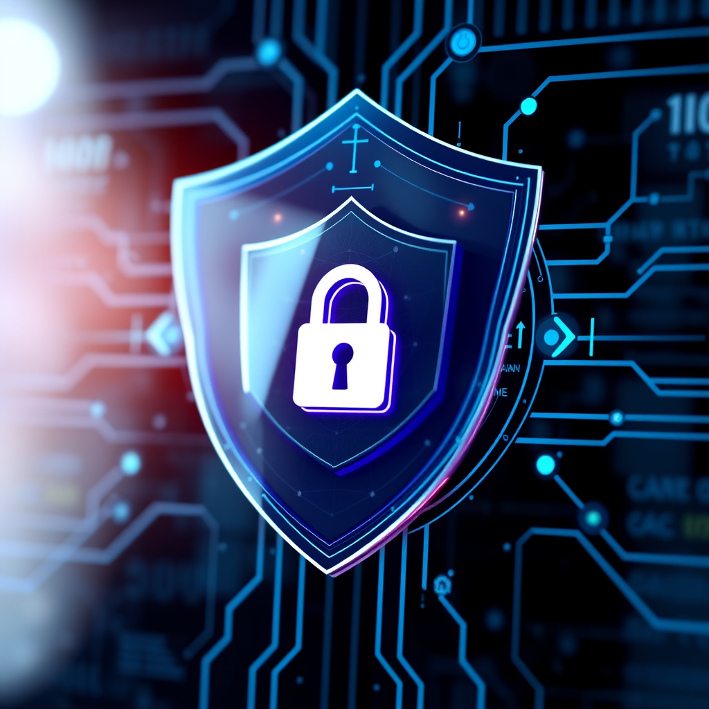 Digital security shield with lock icon representing enterprise-grade security features and encryption protocols for team collaboration platforms